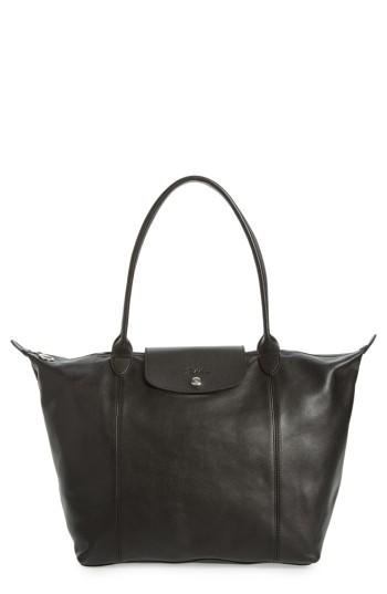 Longchamp Le Pliage Cuir Leather Tote - Black
