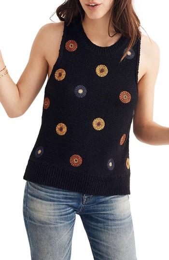 Women's Madewell Embroidered Sweater Tank - Blue