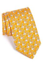 Men's Salvatore Ferragamo Elephant Print Silk Tie, Size - Orange