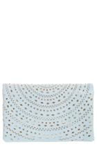 Street Level Perforated Faux Leather Crossbody Bag - Blue