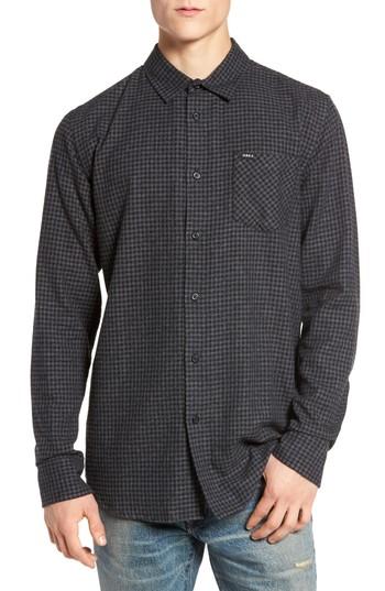 Men's Obey Outsider Microcheck Sport Shirt - Black