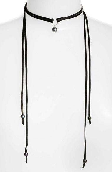 Women's Chan Luu Pearl & Leather Wrap Necklace