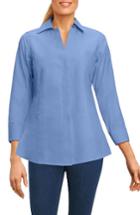 Women's Foxcroft Fitted Three Quarter Sleeve Shirt - Blue/green