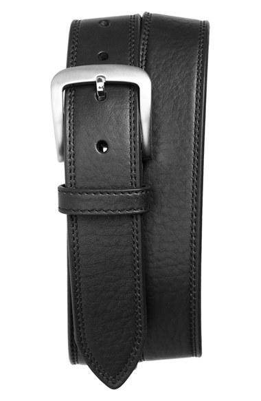 Men's Shinola Double Stitch Leather Belt - Black