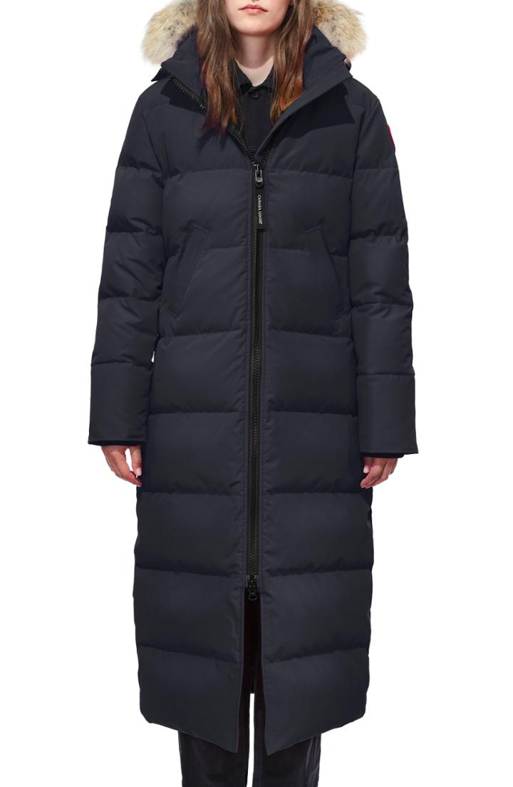 Petite Women's Canada Goose Mystique Fusion Fit Down Parka With Genuine Coyote Fur P (0p) - Black