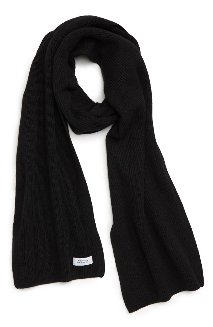 Men's Saturdays Nyc 1 X 1 Rib Stitch Scarf, Size - Black