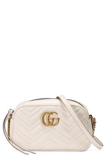 Gucci Small Gg Marmont 2.0 Matelasse Leather Camera Bag - White