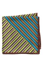 Men's Eton Stripe Silk Pocket Square, Size - Green