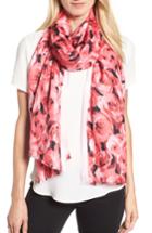 Women's Kate Spade New York Tapestry Rose Silk Oblong Scarf, Size - Pink