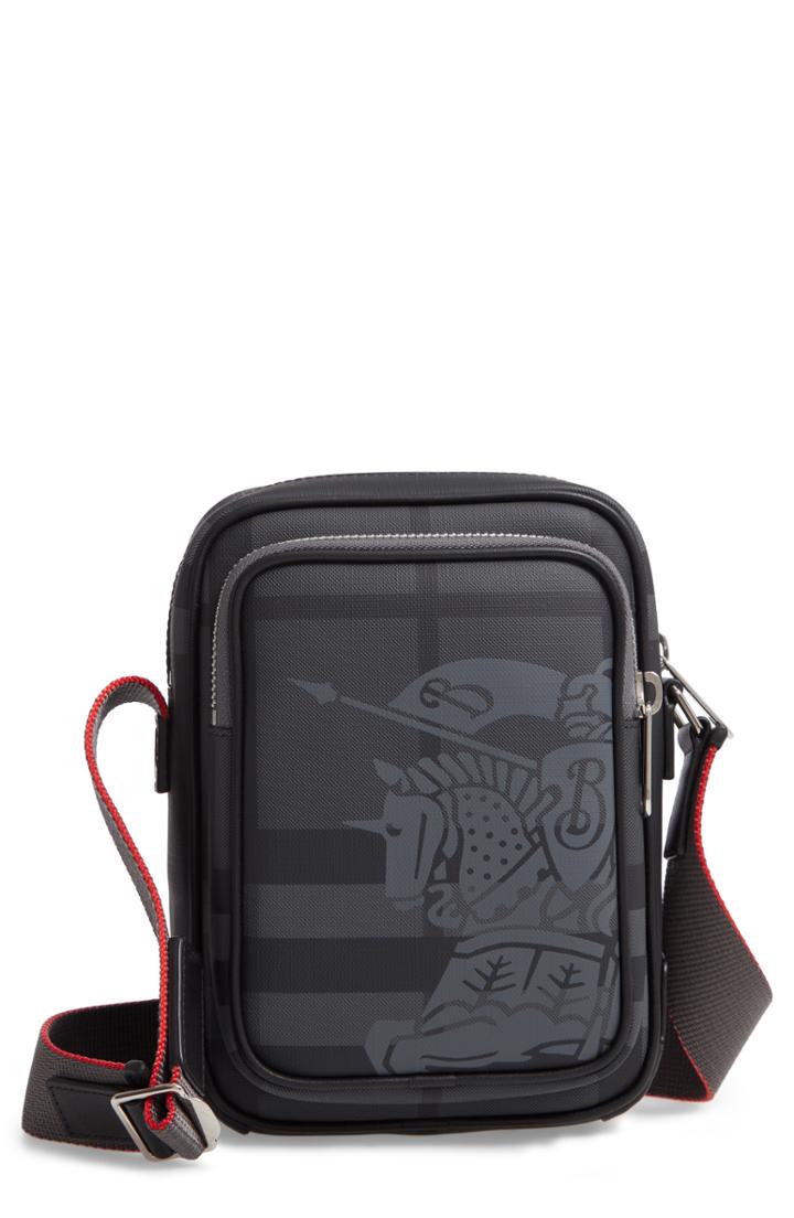 Men's Burberry Freddie London Check Compact Messenger Bag - Black