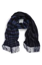 Men's Hickey Freeman Plaid Stripe Cashmere Scarf, Size - Blue