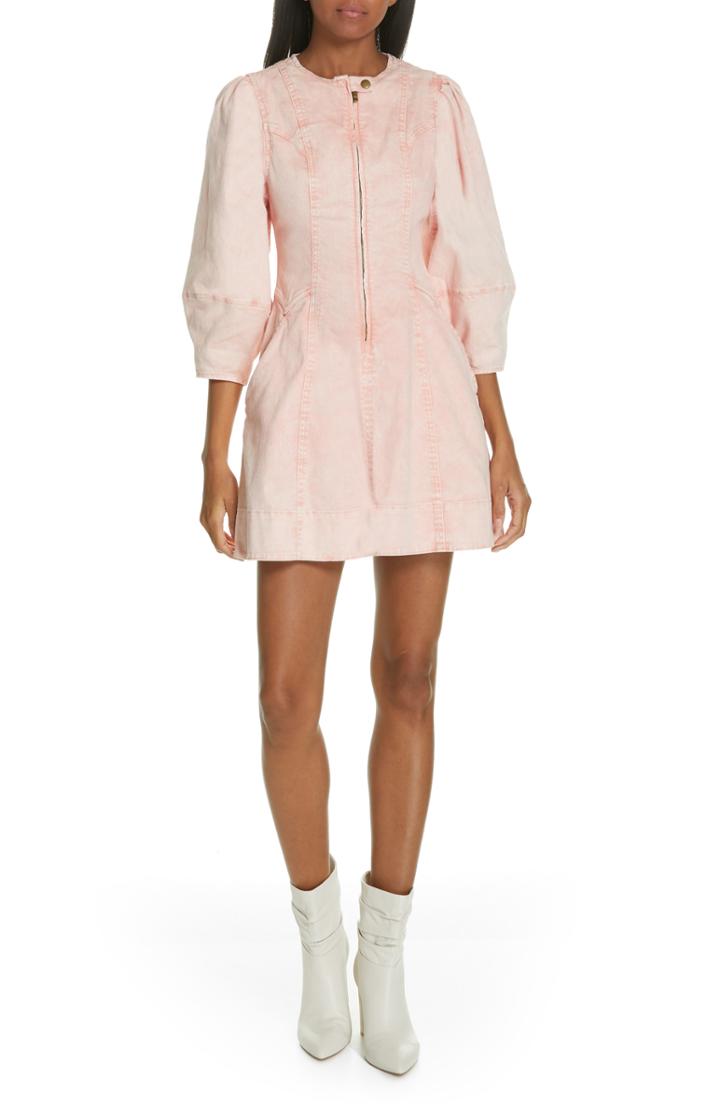 Women's Ulla Johnson Wilona Puff Sleeve Denim Dress - Pink