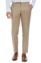 Men's Nordstrom Men's Shop Flat Front Tech-smart Extra Trim Trousers - Brown