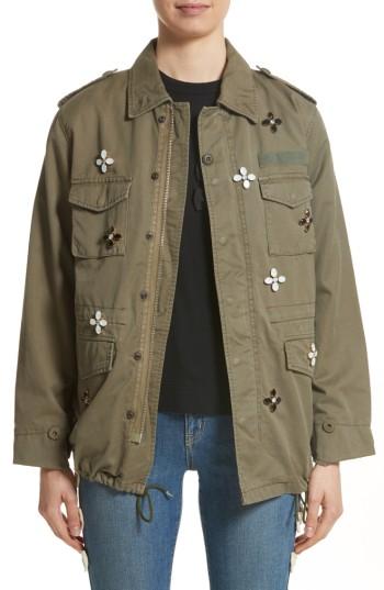 Women's Tu Es Mon Tresor Bijou Flower Field Jacket - Green