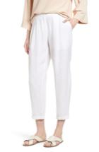Women's Eileen Fisher Linen Blend Ankle Trousers - White