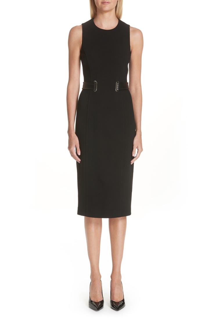 Women's Michael Kors Belted Stretch Wool Sheath Dress