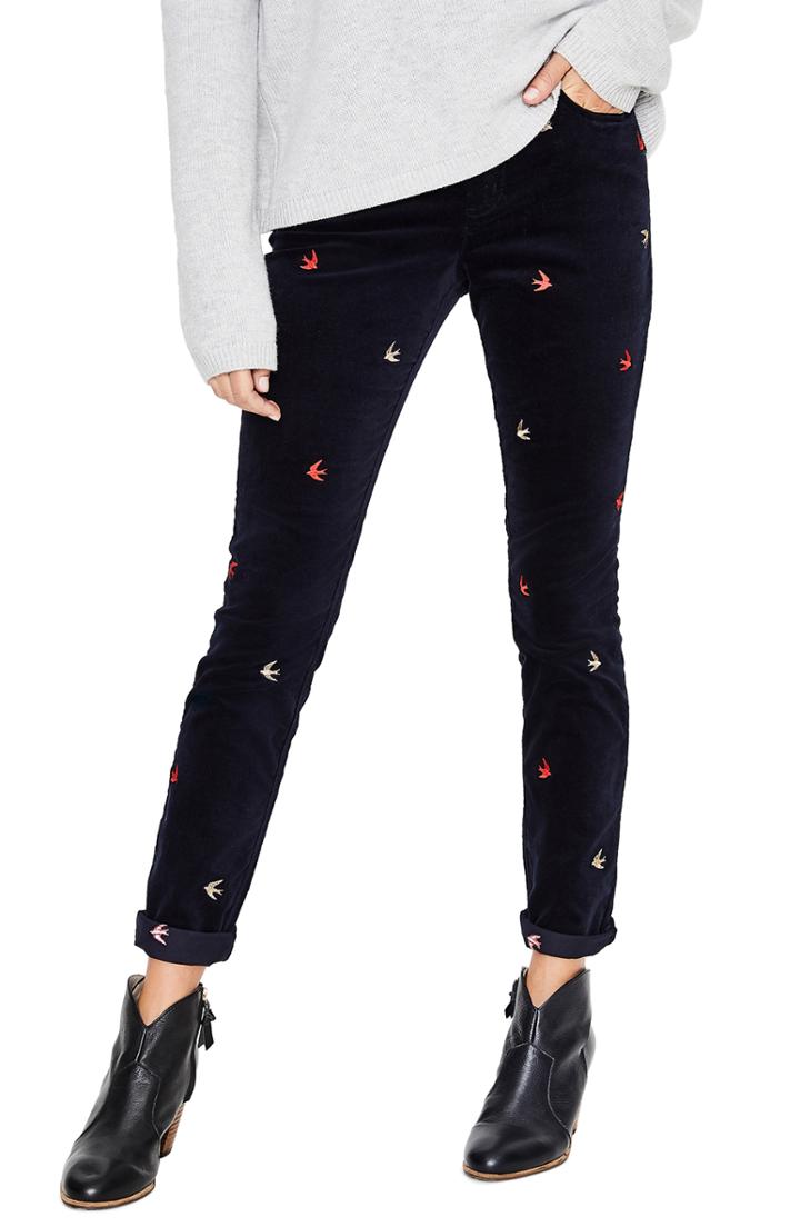 Women's Boden Velvet Soho Skinny Jeans - Blue
