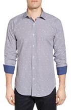 Men's Bugatchi Floral Print Shaped Fit Sport Shirt - Red