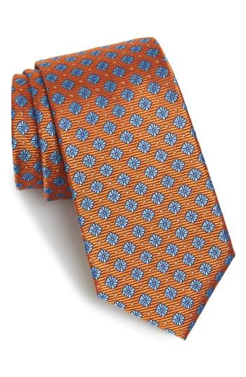 Men's Nordstrom Men's Shop Notting Hill Neat Silk Tie, Size - Orange