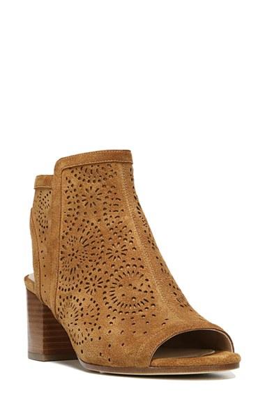 Women's Via Spiga Jorie Perforated Peep Toe Sandal .5 M - Brown
