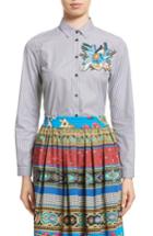 Women's Etro Embroidered Patch Stripe Shirt Us / 38 It - White
