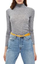 Women's Topshop Funnel Neck Shirt Us (fits Like 0) - Grey