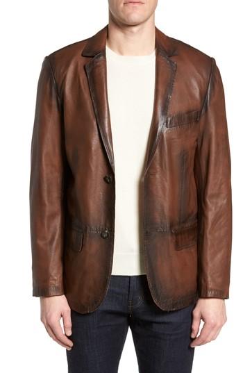 Men's Missani Le Collezioni Vintage Leather Blazer - Brown