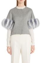 Women's Fendi Cashmere & Genuine Fox Fur Jacket Us / 48 It - Green