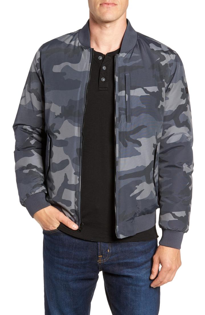 Men's Woolrich Reversible Camo Down Bomber Jacket