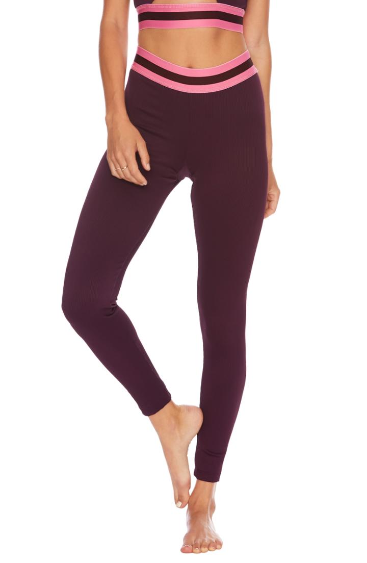 Women's Beach Riot Stripe Waist Leggings - Purple