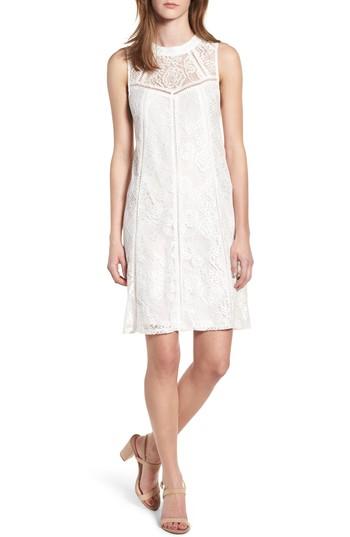 Women's Love, Fire High Neck Ladder Trim Dress - White