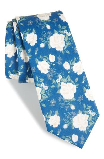 Men's The Tie Bar Hodgkiss Flowers Linen Tie, Size - Blue