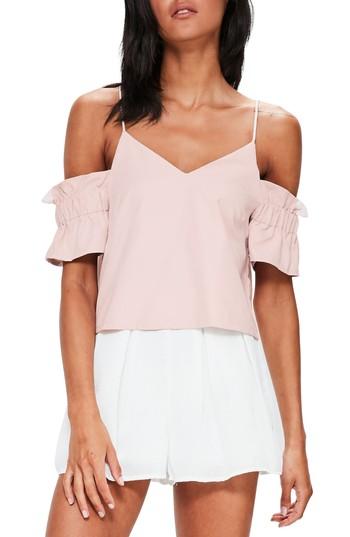 Women's Missguided Brushed Off The Shoulder Top Us / 8 Uk - Purple