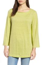 Women's Eileen Fisher Organic Linen Bateau Neck Top, Size - Green