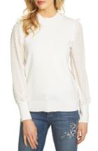 Women's Cece Swiss Dot Chiffon Sleeve Sweater - White