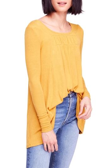 Women's Free People Love Valley Long Sleeve High/low Top - Yellow