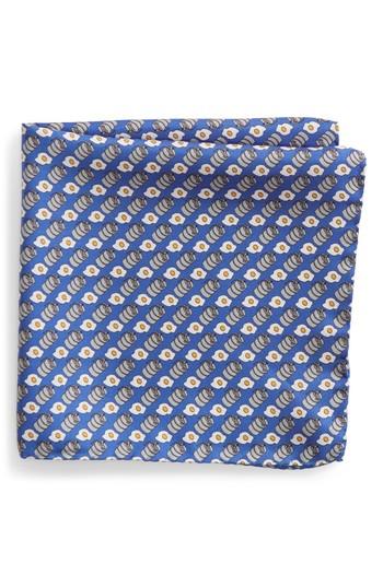 Men's Lazyjack Press Kegs & Eggs Silk Pocket Square, Size - Blue