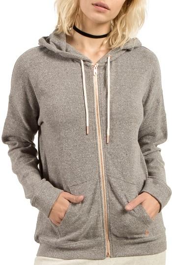 Women's Volcom Lil Zip Fleece Hoodie - Grey
