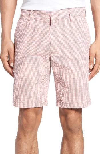 Men's Zachary Prell Fringe Check Seersucker Shorts - Coral