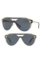 Women's Versace 42mm Shield Mirrored Sunglasses - Pale Gold Solid