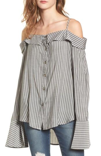 Women's Mimi Chica Flare Cuff Cold Shoulder Top