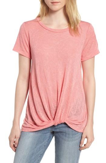 Women's Bobeau Jessica Twist Hem Slub Tee, Size - Pink