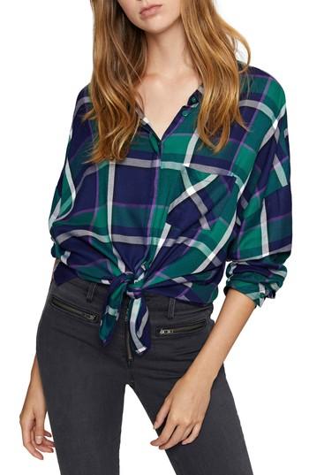 Women's Sanctuary Tie Boyfriend Shirt - Green