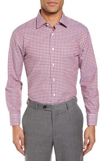 Men's Nordstrom Men's Shop Trim Fit Non-iron Check Dress Shirt 34/35 - Red