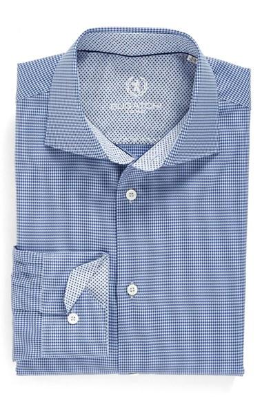 Men's Bugatchi Trim Fit Houndstooth Dress Shirt - Blue
