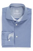 Men's Bugatchi Trim Fit Houndstooth Dress Shirt - Blue