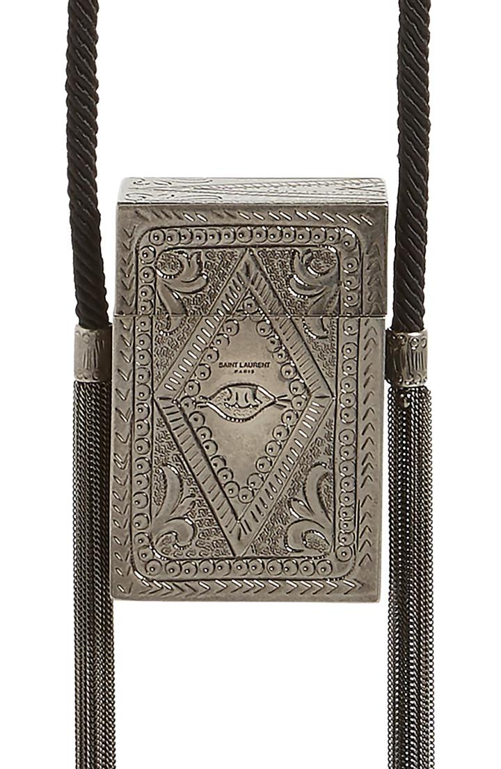 Saint Laurent Smoking Embossed Metal Minaudiere -