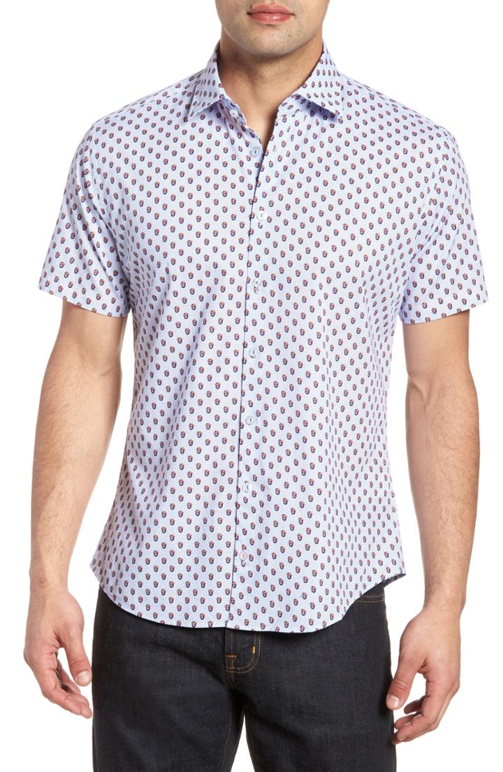 Men's Stone Rose Contemporary Fit Monkey Print Sport Shirt (xl) - Orange