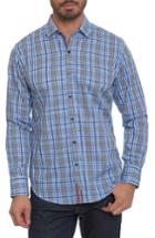 Men's Robert Graham Cape Vincent Classic Fit Dobby Check Sport Shirt - Blue