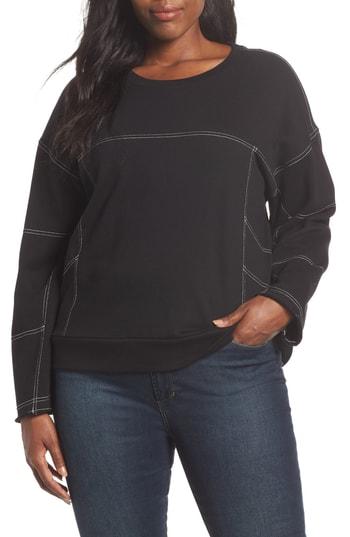 Women's Vince Camuto Drop Shoulder Contrast Pullover - Black